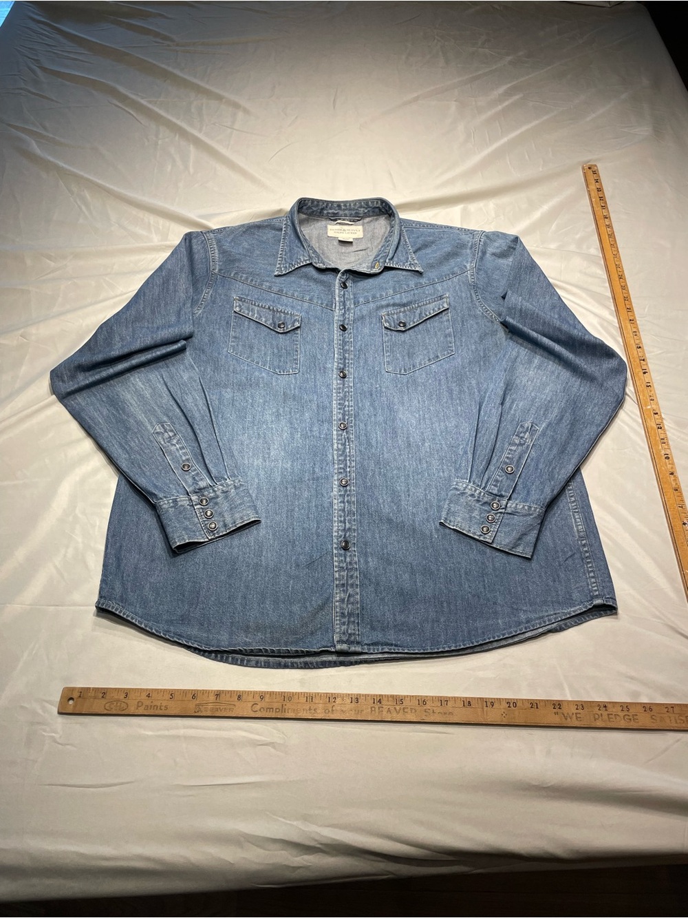 Denim & Supply Ralph Lauren size XXL Light Blue Wash Western Cut Denim Shirt